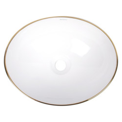 Umywalka nablatowa KR-707 WH/G (biało-złota) – zdjęcie 3