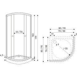 Kabina prysznicowa z brodzikiem Pixel 90 (czarna) – zdjęcie 3