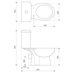 WC kompakt Tetra(z deską)wirowy system spłukiwania – zdjęcie 5