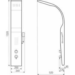 Panel natryskowy z hydromasażem Enzo 132x20cm – zdjęcie 2