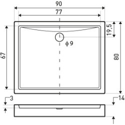 Brodzik uniwersalny 90x80 VICTOR - 14 cm – zdjęcie 2
