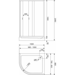 Kabina prysznicowa 80 x 100 cm Kerra Solid RA 80x100 CHR chrom prawostronna z brodzikiem – zdjęcie 8