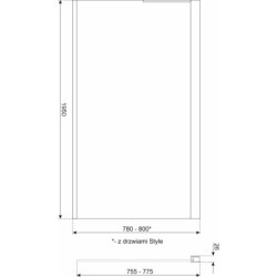 Ścianka prysznicowa 80 cm Kerra Style SC 80 CHR (chrom) – zdjęcie 2