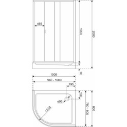Kabina prysznicowa 80 x 100 cm Kerra Solid RPA 80x100 CHR prawa chrom z brodzikiem – zdjęcie 5