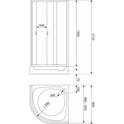 Kabina prysznicowa 90 x 90 cm Kerra Solid RS 90 CHR z brodzikiem (chrom) – zdjęcie 5
