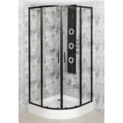 Kabina prysznicowa 90 x 90 cm Kerra Solid RS 90 BL z brodzikiem (czarna) – zdjęcie 2